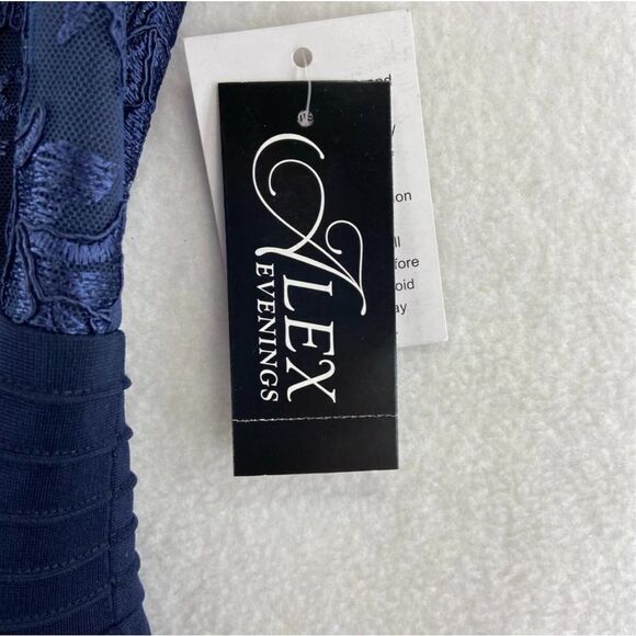 Alex Evenings Womens Size 6 Sequin Lace Formal Gown Dark Navy Blue Blouson Style - Picture 5 of 10